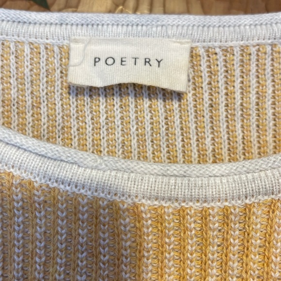 Poetry cotton yellow and white sweater size 4 women’s - Picture 2 of 4